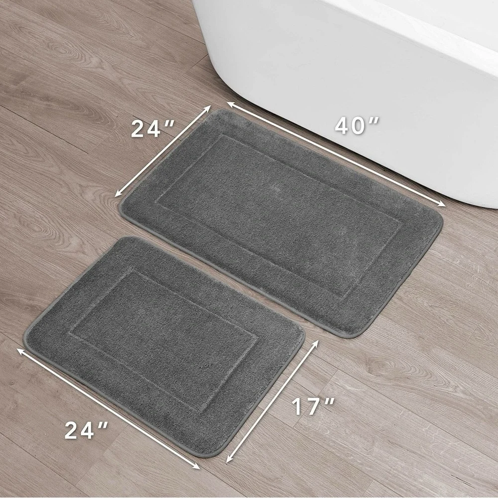 Oliver Brown Terry Memory Foam Charcoal Bath Mat Set